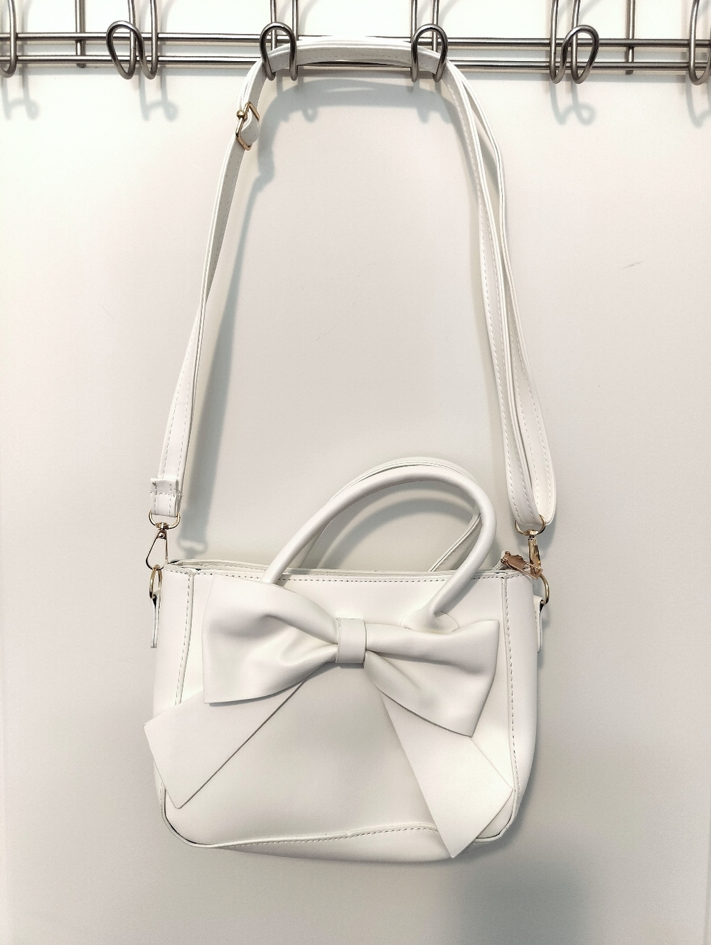 Crossbody Bag White Bow Accent Women